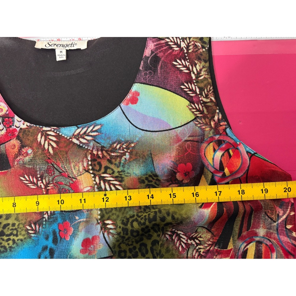 SERENGETI Womens Multicolor Maxi Dress Sz M Boho-Chic Art to Wear Lagenlook Chic - Picture 7 of 12